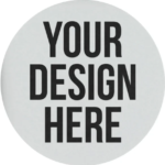 A logo of a blank sticker that says "Your Design Here"