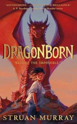 Book Cover featuring a red dragon with wings up and a young girl in front of the dragon staring straight ahead with hear blown to the left and the title across the dragon.